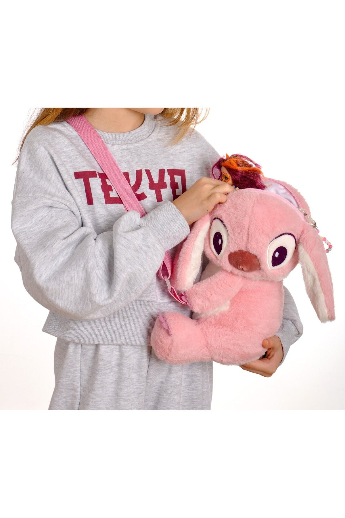 Stitch Peluş Omuz Çantası - Sevimli Pembe Tasarım