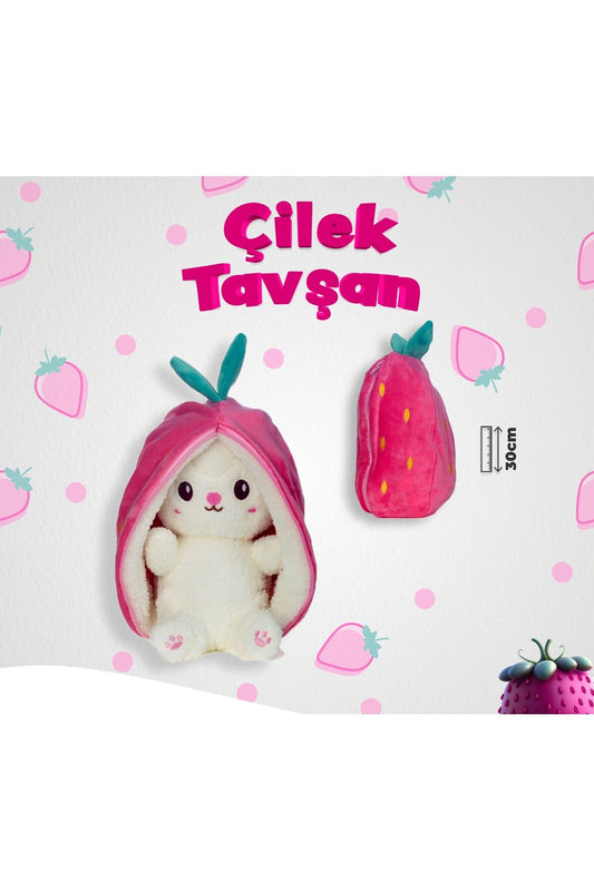 Çilek Tavşan Peluş Oyuncak - Çocukların Hayallerini Süsleyen Yumuşak Arkadaş!