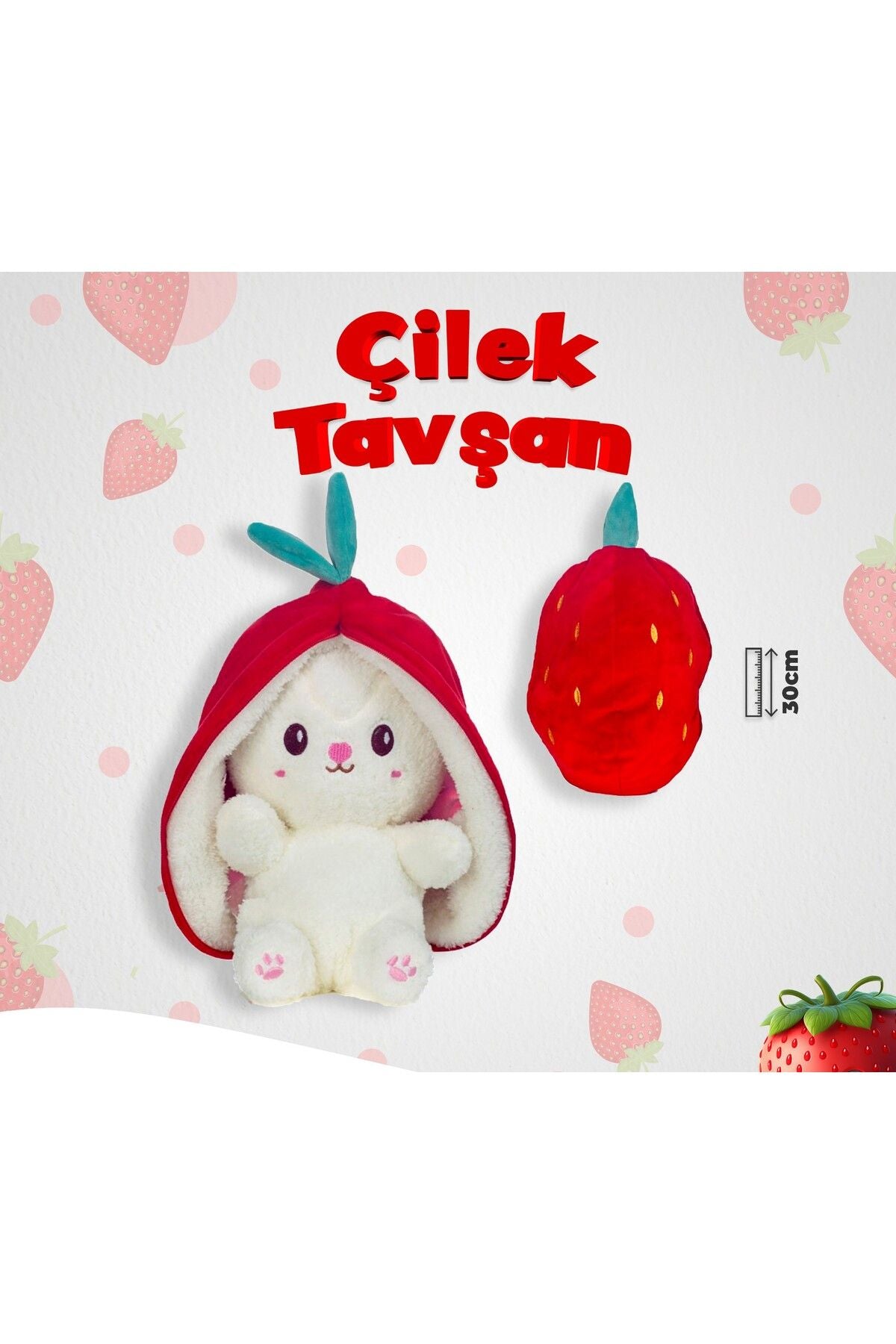 Çilek Tavşan Peluş Oyuncak - Çocukların Hayallerini Süsleyen Yumuşak Arkadaş!